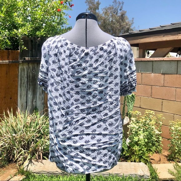 Ganji LA 2XL Paisley White & Navy Blue Blouse - Picture 4 of 5